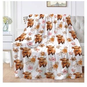 Highland Cows Blanket, Highland Cows Themed Throw 50x60 NEW